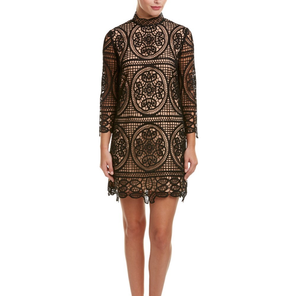 Champagne & Strawberry Lace Shift Dress